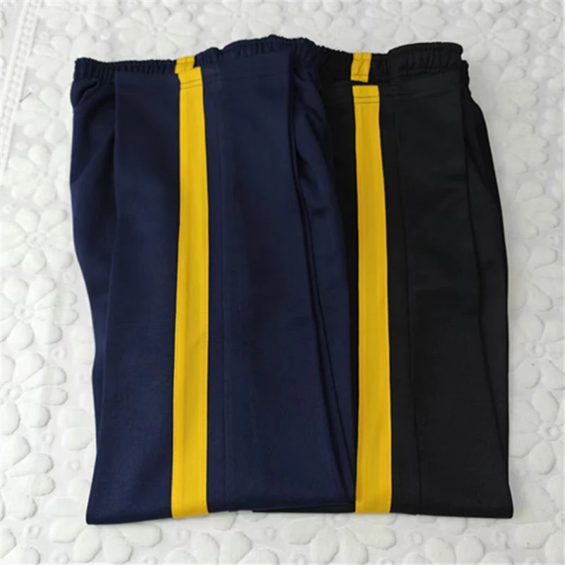 春秋藏蓝色一条杠金黄条中小学生校裤男女直筒宽松校服裤子一条杠