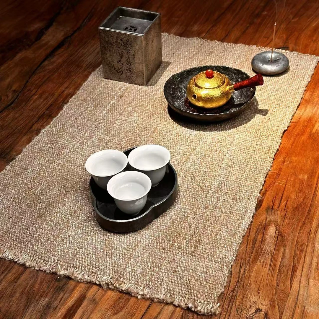 柞蚕丝茶席茶道配件长50宽33
