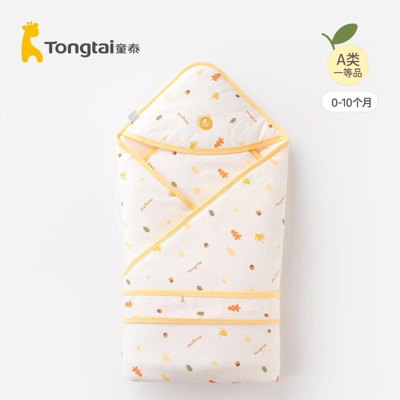 Tongtai/童泰150g 新生儿抱被婴a类纯棉加厚夹棉保暖包被抱毯90cm