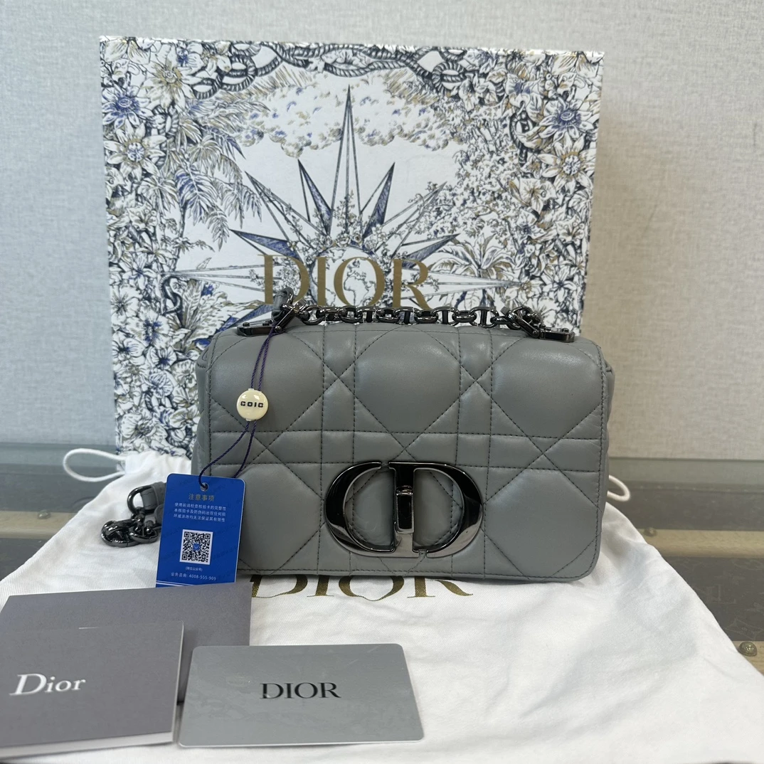 99新 DIOR/迪奥 caro岩石灰小号单肩斜挎包 21128