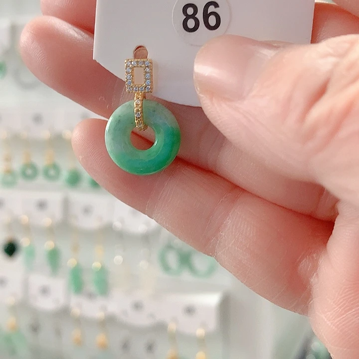 翡翠耳饰银S925镶嵌翡翠