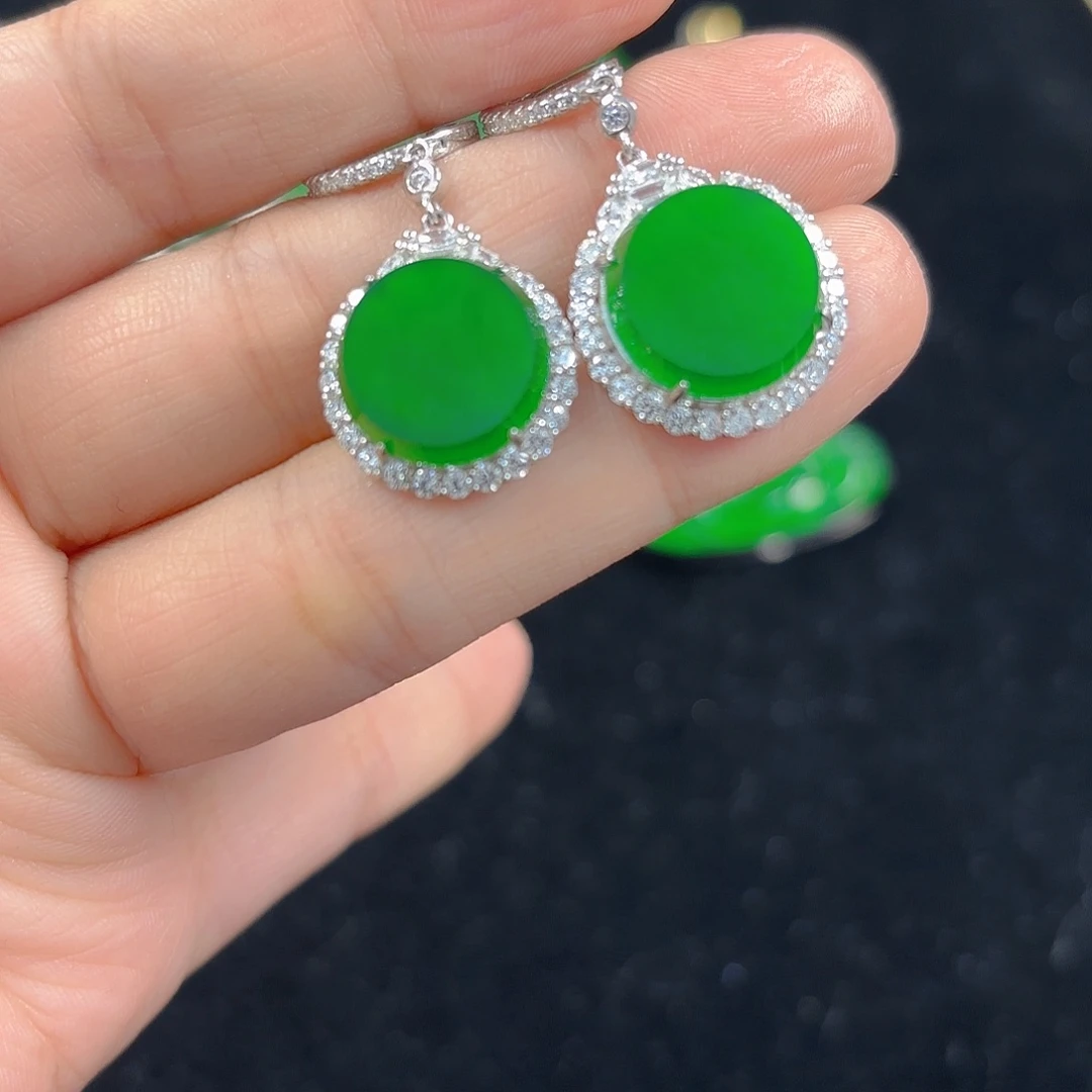 H***S翡翠银S925镶嵌吊坠(不含链)