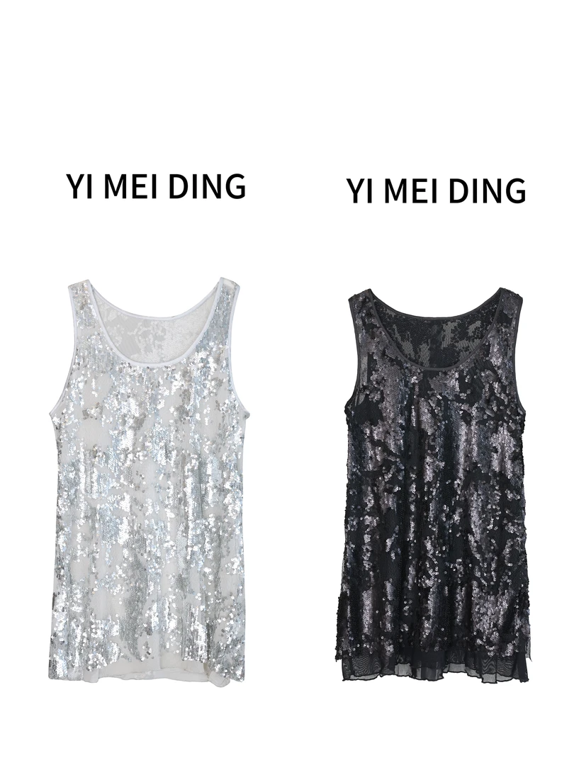 1SY26依美丁时尚重工闪闪亮片百搭无袖背心上衣