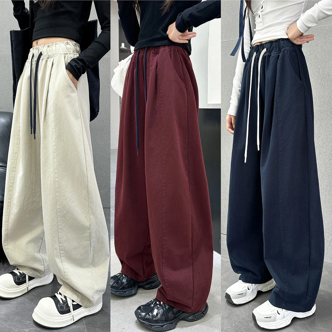 100%棉女大童休闲裤秋季2025新款洋气初中生女孩裤子12-15岁秋装