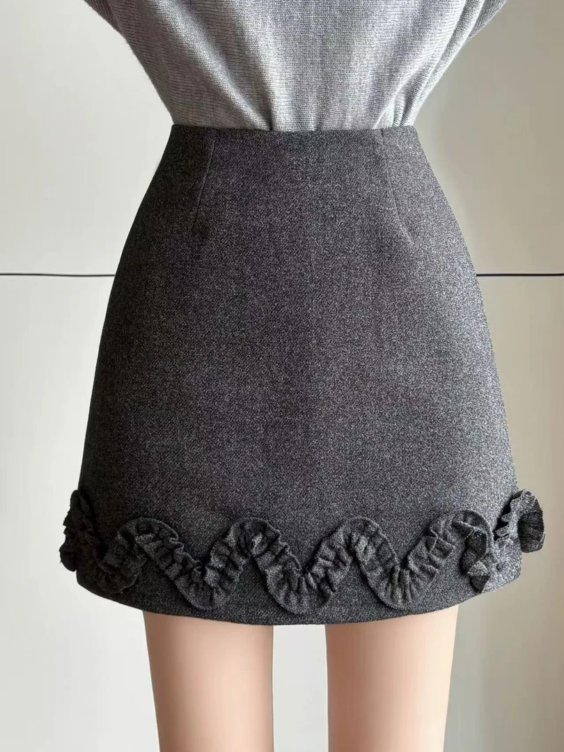 左右 气质包臀裙高腰厚款短裙成人半身裙显瘦夏季A字半裙黑色