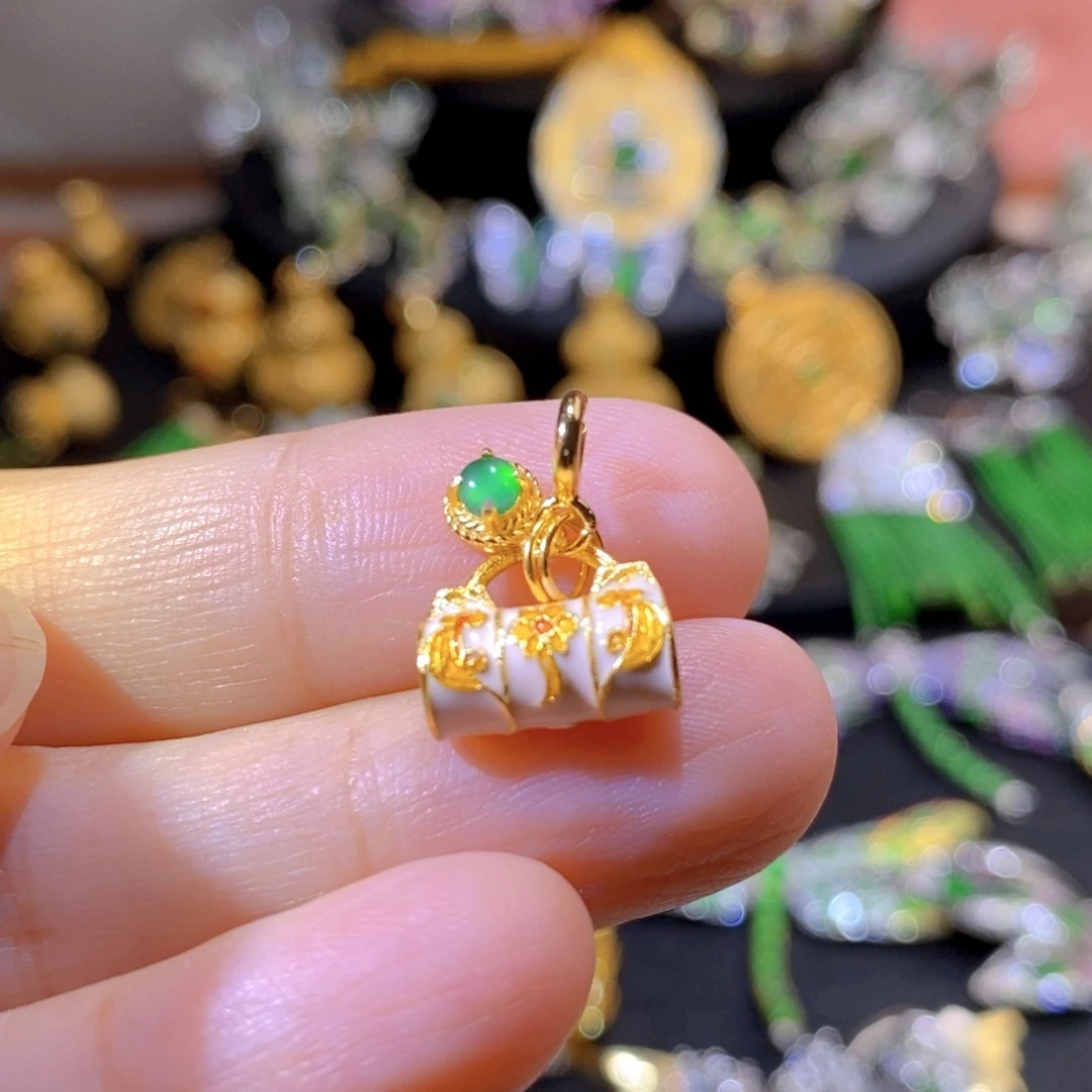 吊坠(不含链)银S925镶嵌翡翠