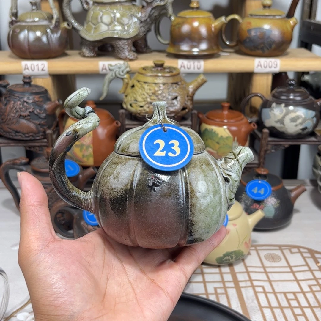 230cc白泥柴烧南瓜壶,纯裸坯柴烧