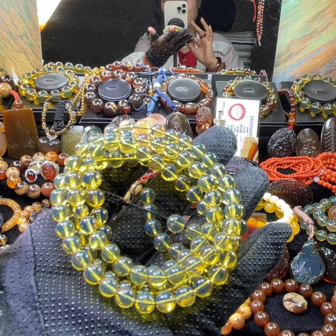 未镶嵌琥珀手链玉**才蓝珀108