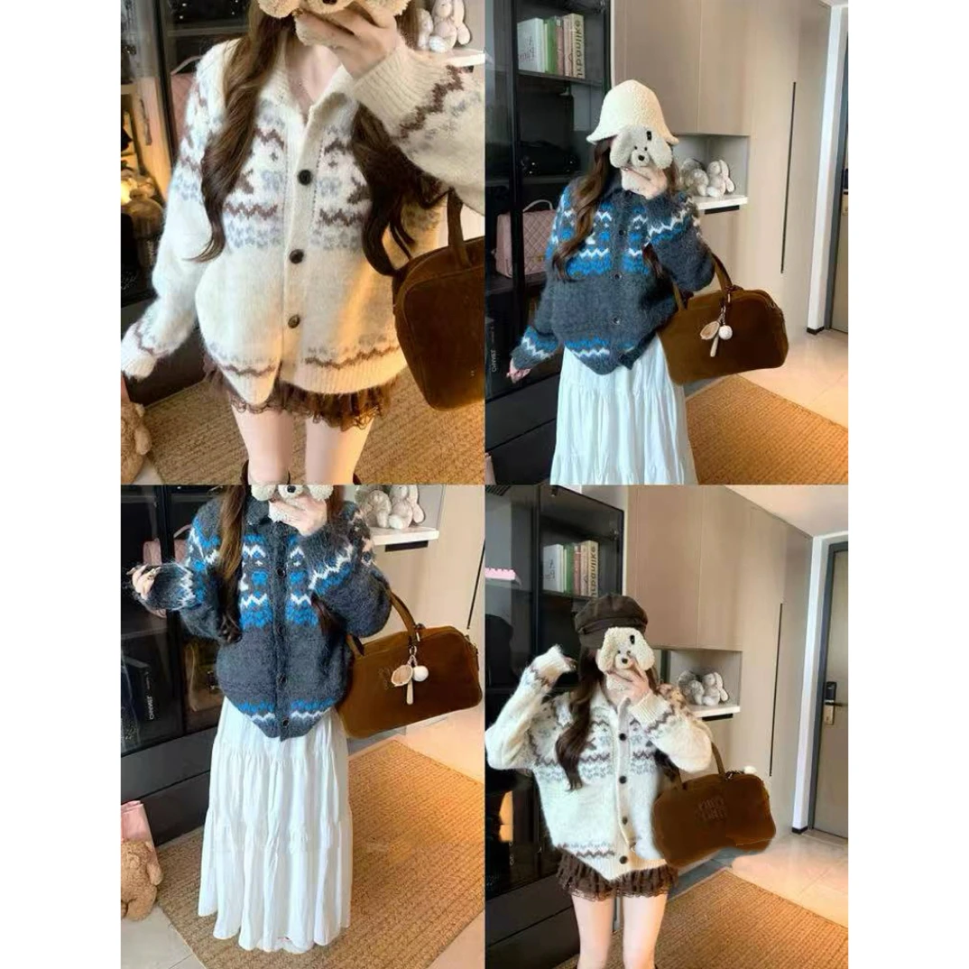 lemon@25171 韩系慵懒氛围感提花翻领毛衣外套 11-5