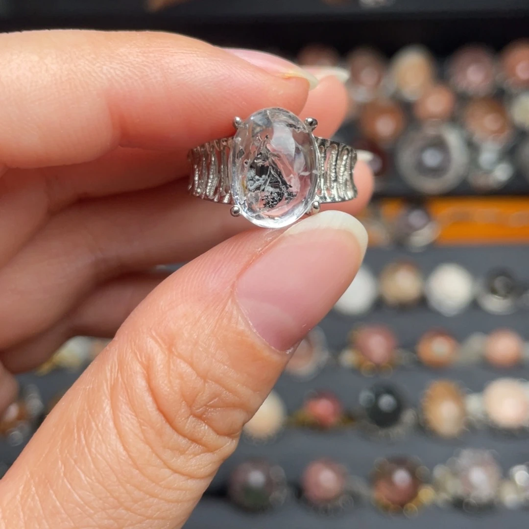 水晶戒指银S925镶嵌