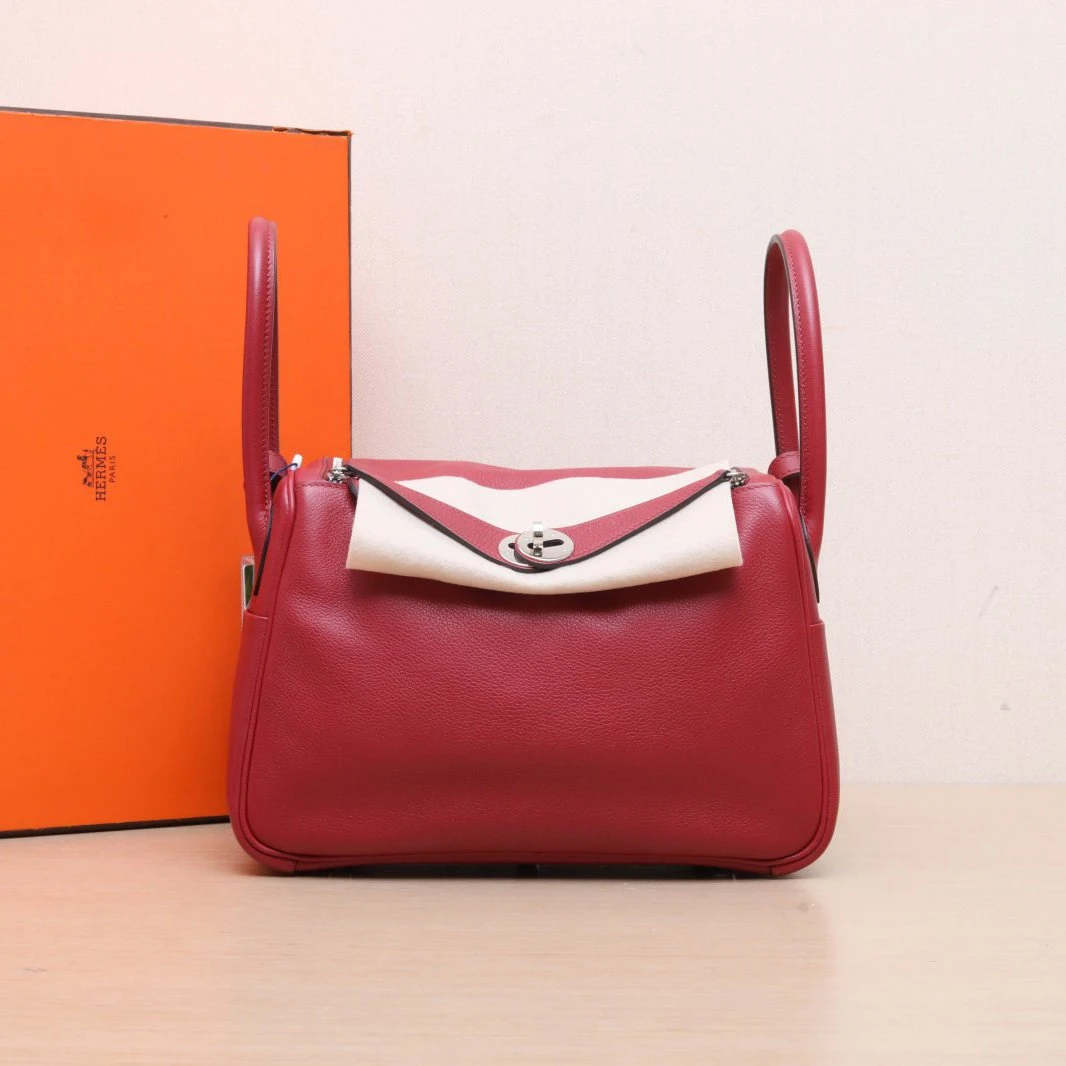 95新 Hermes/爱马仕 【双双活动】Lindy 26 K1石榴红 EC皮 X刻