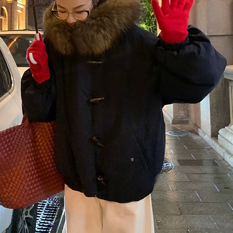 【泡菜冬季上新】"顶流心头爱 大毛领"休闲连帽90‘白鸭绒羽绒服外套