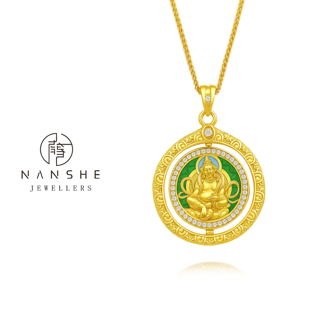 NANSHE/南奢【双面黄财神】新中式越转越有罗盘项链FF L1181