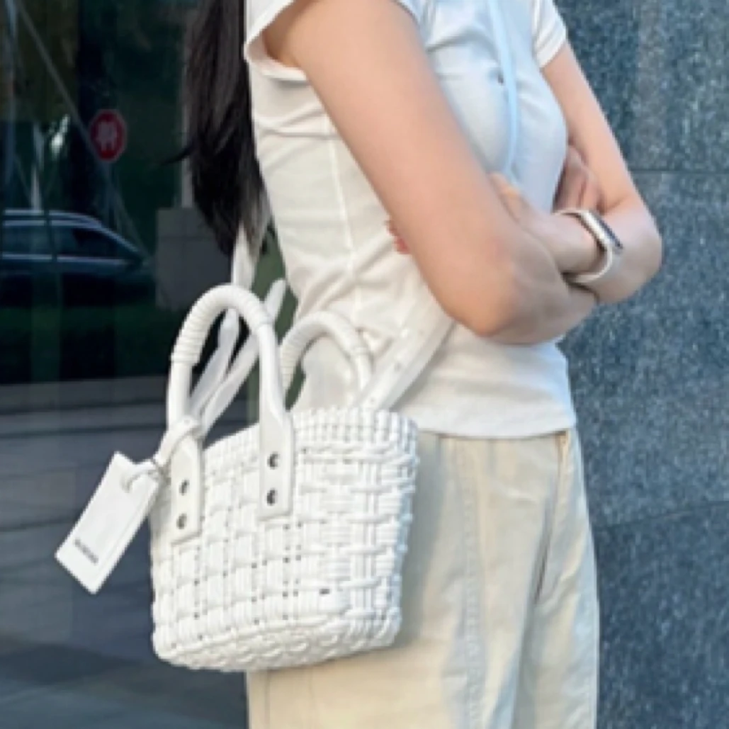 99新 Balenciaga/巴黎世家 BISTRO系列编织篮子手提单肩包
