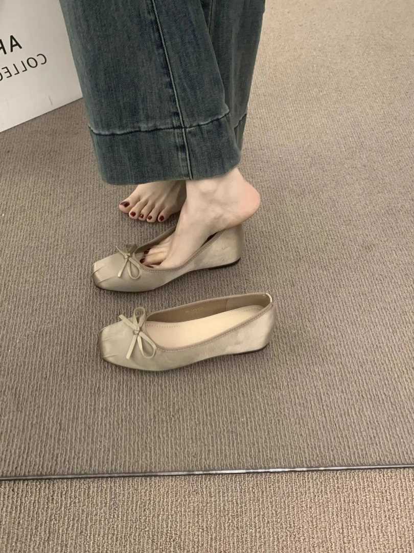 名媛夏季法式配裙子内增高芭蕾舞鞋百搭不累脚晚晚鞋单鞋平底鞋