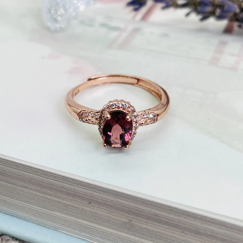 J637 天然碧玺戒指 S925银设计感时尚（多样性发其一）