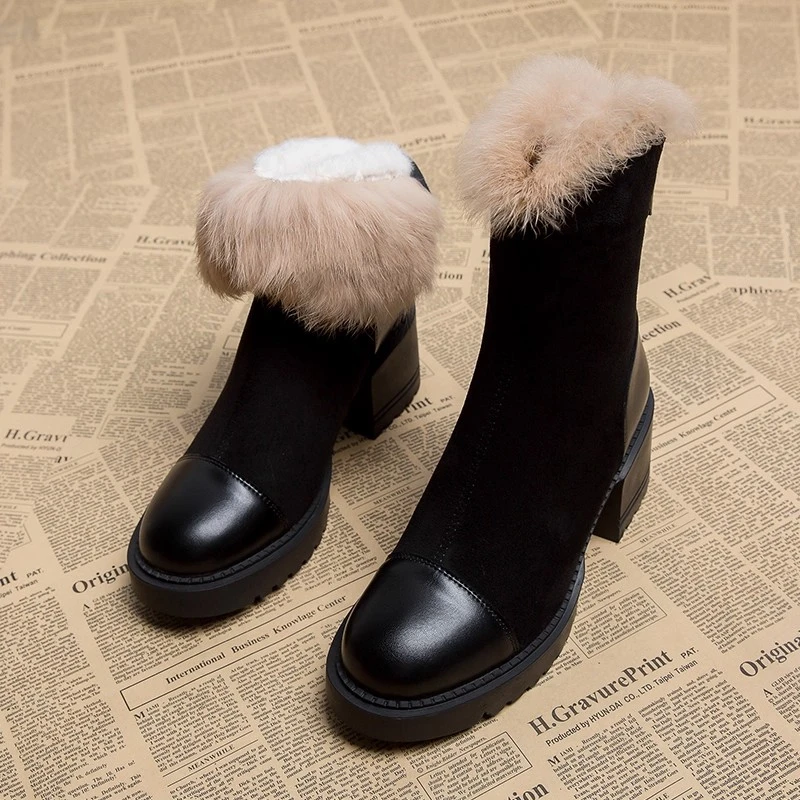 真皮巨好看加绒厚绒保暖雪地短靴女棉小个子法式复古瘦瘦