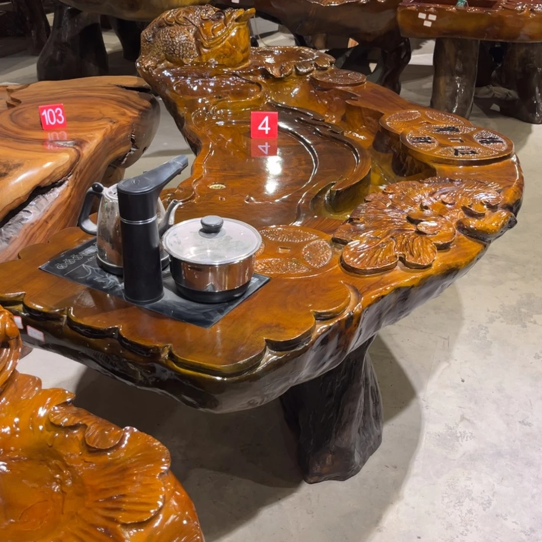 楠木根雕实木茶桌