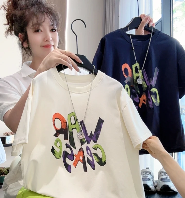 纯棉夏季短袖2025T恤衫半袖儿童撞色百搭半袖宽松中大童