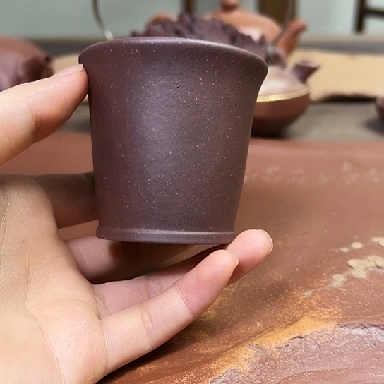 茶杯紫砂原矿天青泥主人杯紫砂茶具