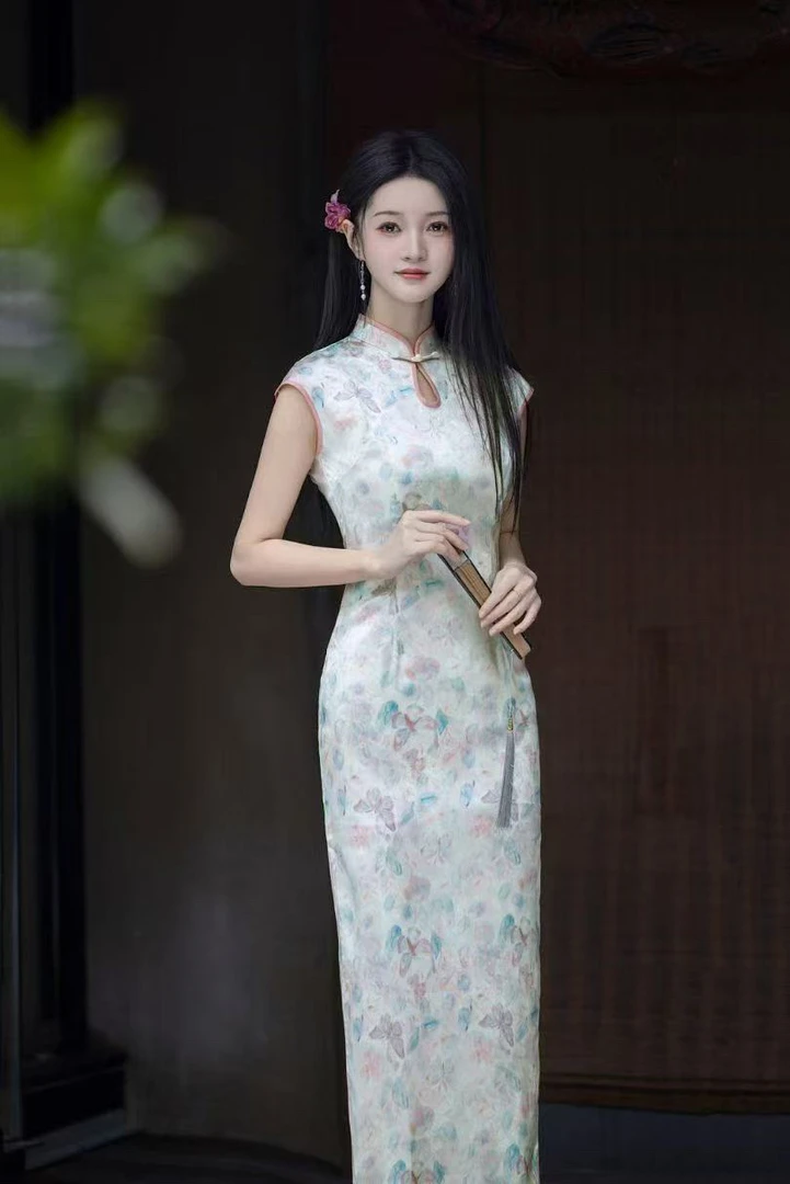 【彩蝶】声声慢/120/ 春夏新款透气新中式新款低开叉日常旗袍