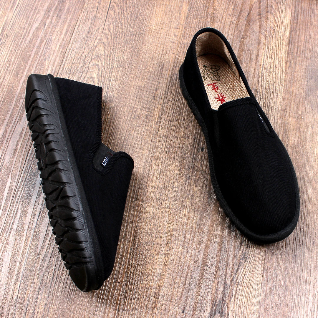 2025新款夏季老北京布鞋男款高档透气灯芯绒轻便软底耐磨一脚蹬男