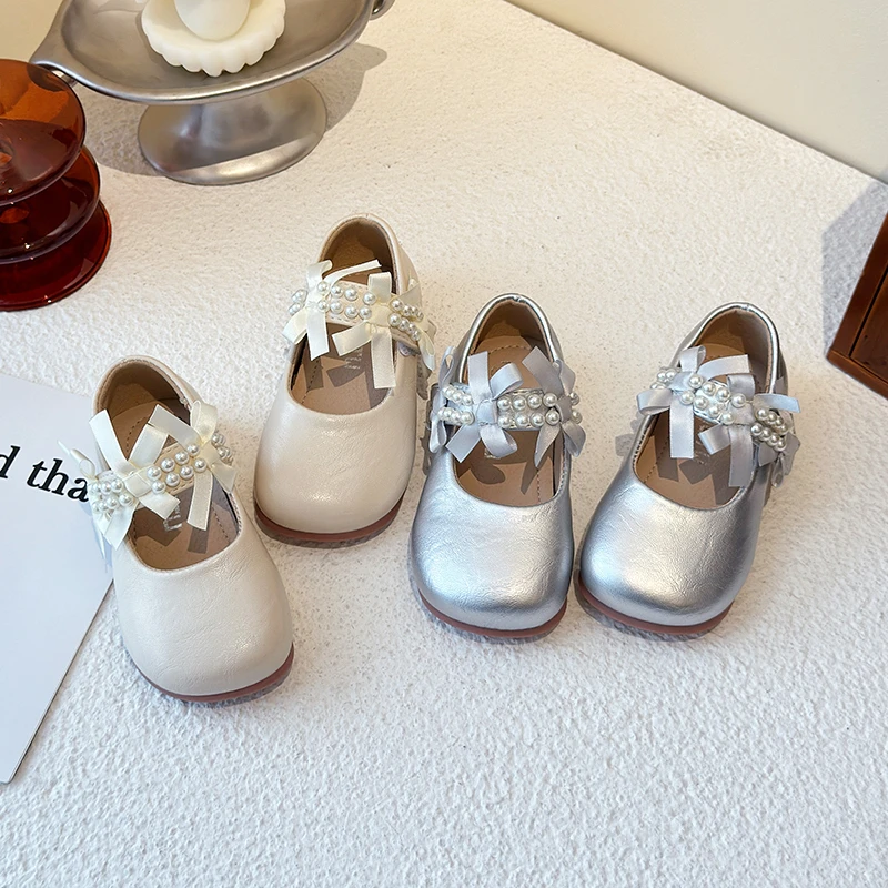 女童公主鞋银色2025新款儿童鞋子春秋款皮鞋女宝软底鞋玛丽珍单鞋
