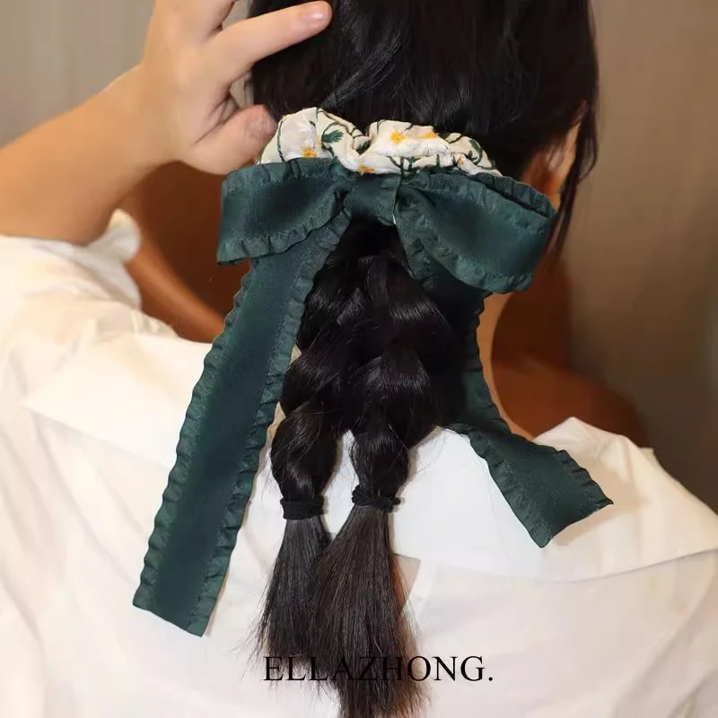 绿野仙踪~原创重工刺绣大肠圈飘带蝴蝶结甜美发绳头绳复古发饰