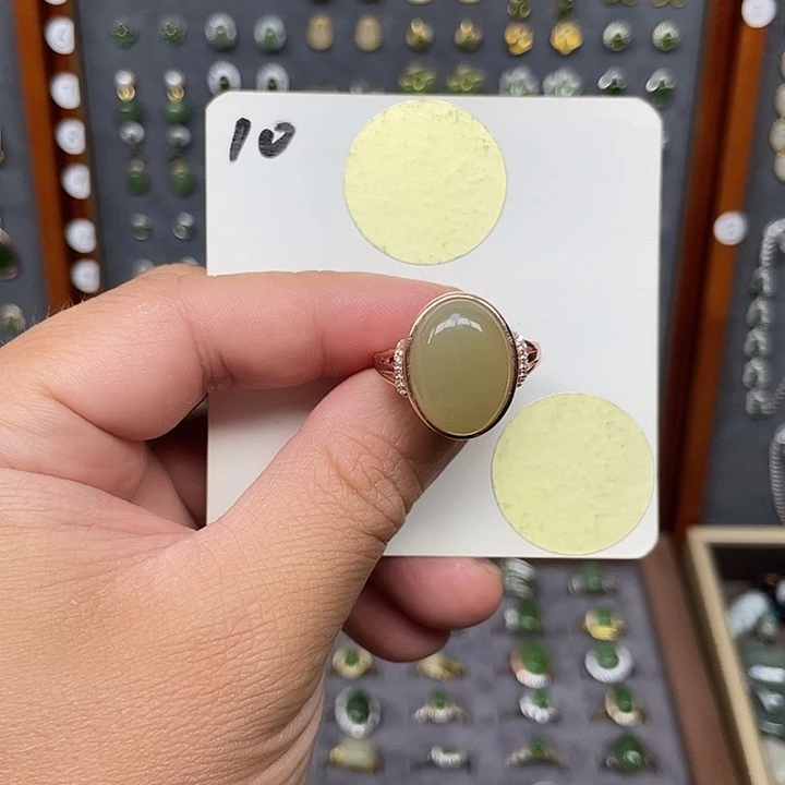 和田玉戒指银S925镶嵌和田玉10