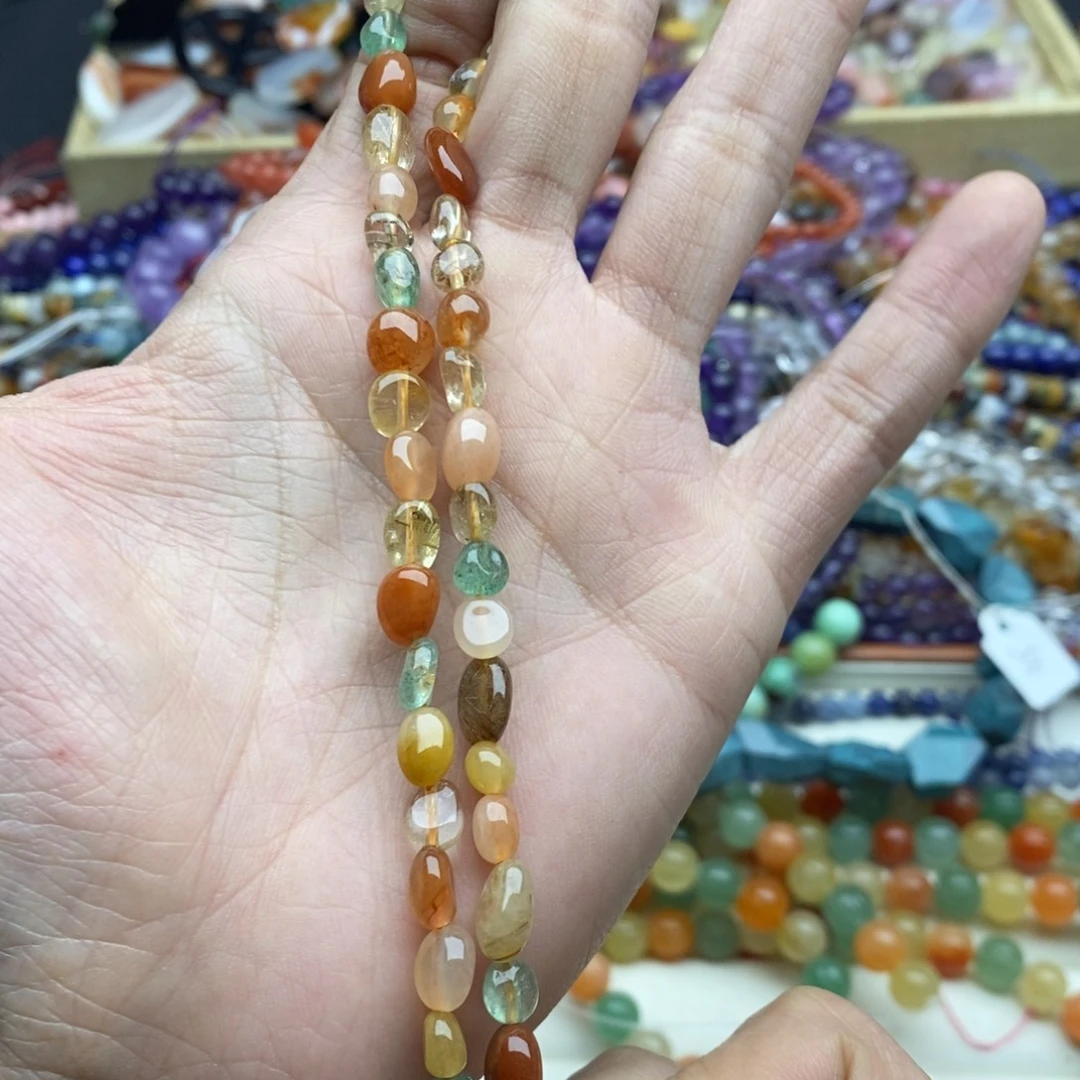 玛瑙/玉髓未镶嵌珠宝半成品一条天然5mm兔毛发晶多宝随行
