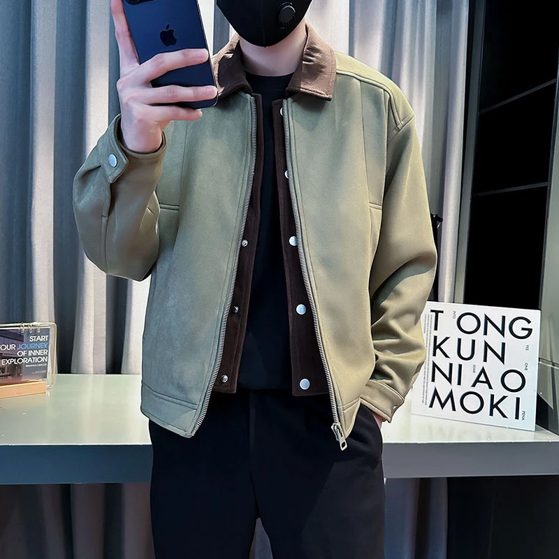 假两件拼接男士外套春秋季2025新款爆款潮牌男装痞帅上衣休闲夹克