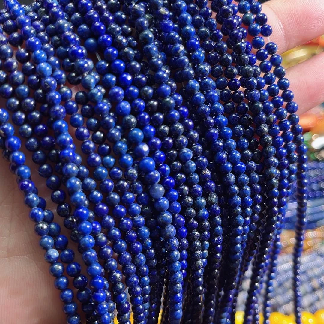 玛瑙/玉髓未镶嵌珠宝半成品青金石一条4mm高品