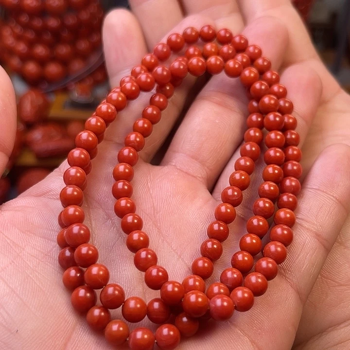 未镶嵌保山精工圆珠多圈卡6mm南红玛瑙