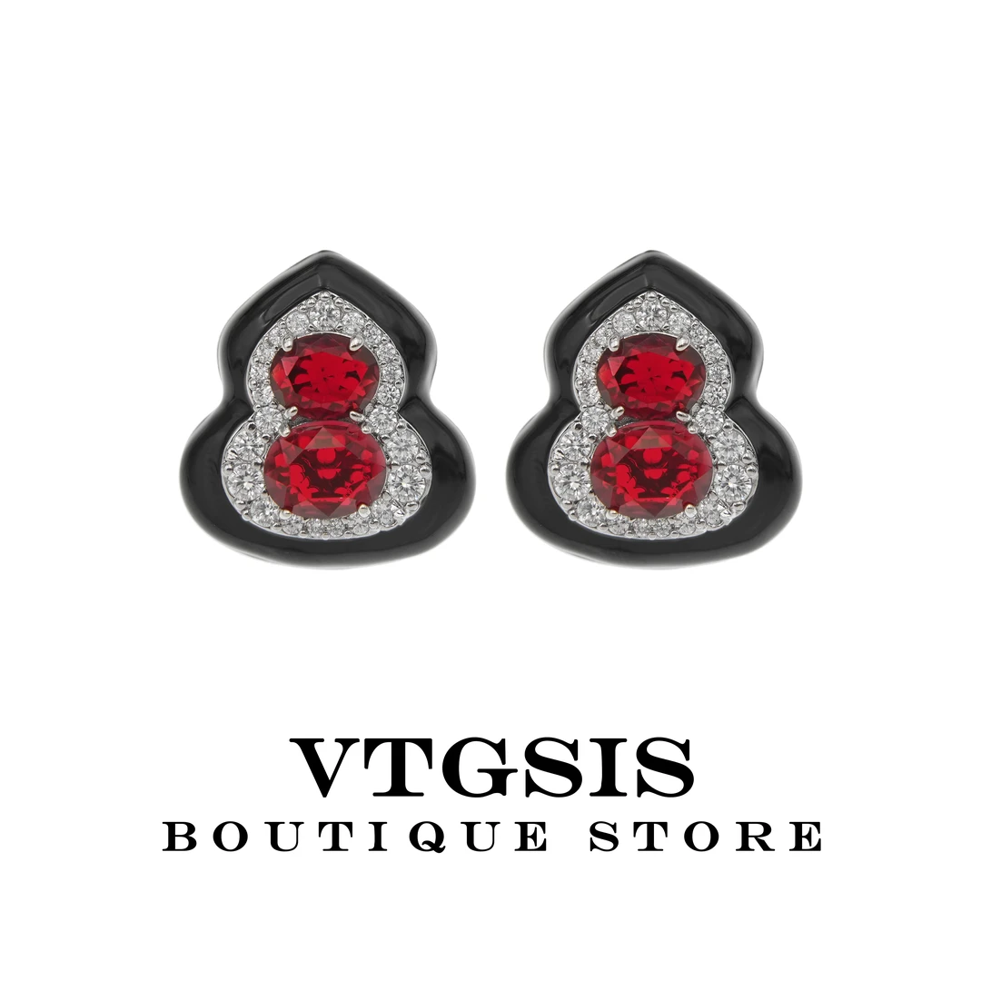 VTGSIS 合金珐琅耳饰 丹凤朝阳葫芦福禄耳钉通勤国风新中式22527