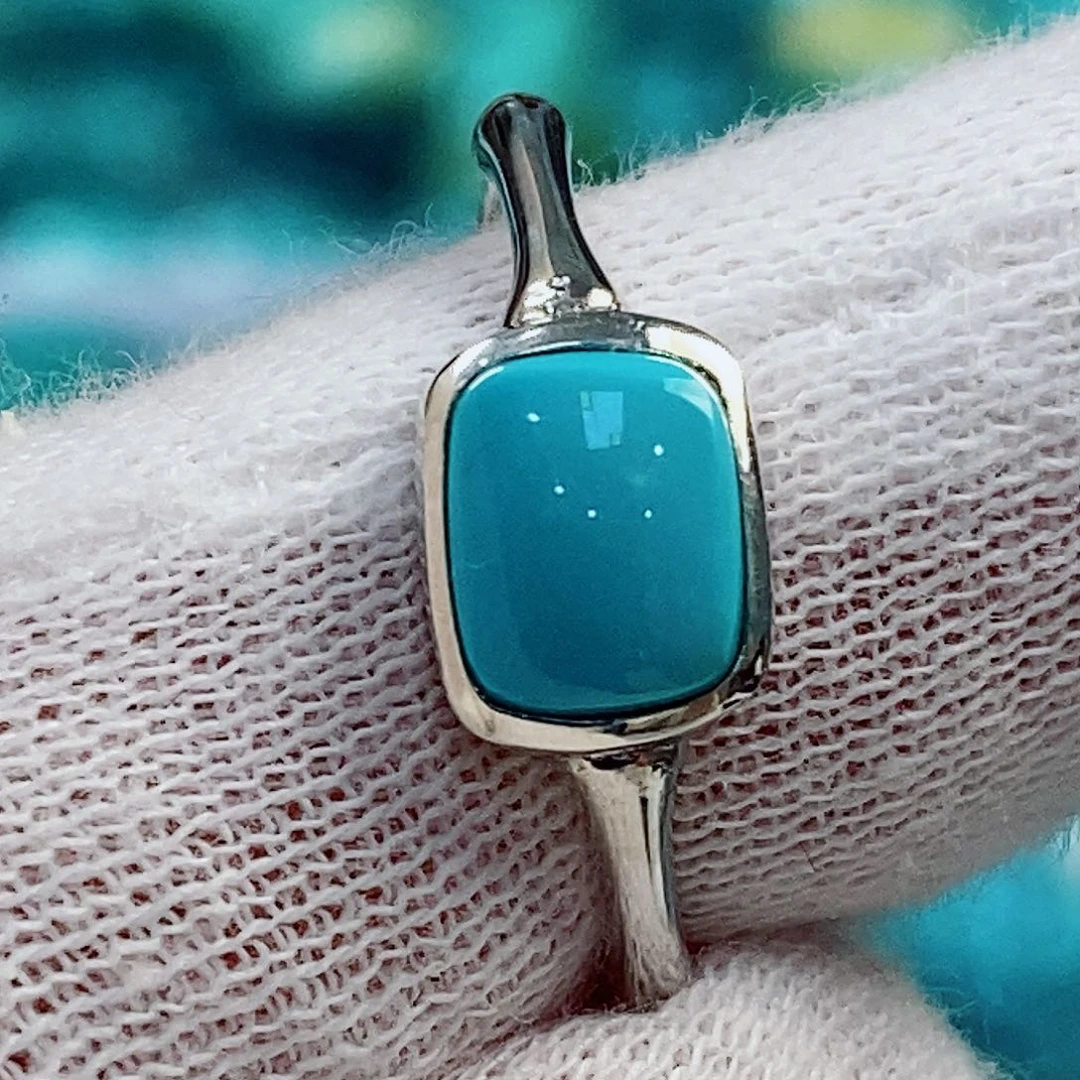 随***9绿松石银S925镶嵌原矿无优化