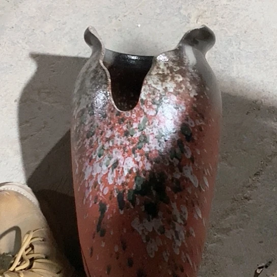 紫砂花盆口19高度35缺口粉