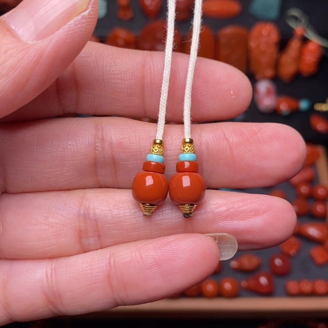 南红玛瑙弟子珠18K金镶嵌天**生