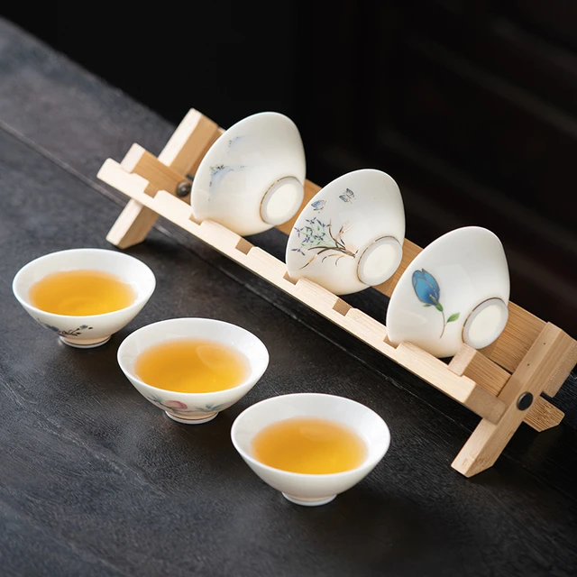 问谦堂 高档德化白瓷斗笠功夫茶杯陶瓷茶具品茗杯套装6只羊脂玉瓷