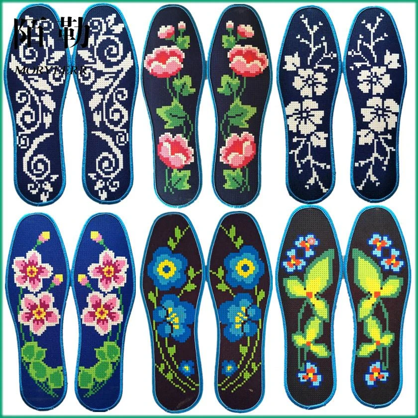 陌勒湘歆纯手工棉布印花蓝色鞋垫老粗布吸汗精准耐乳胶保暖踩屎感