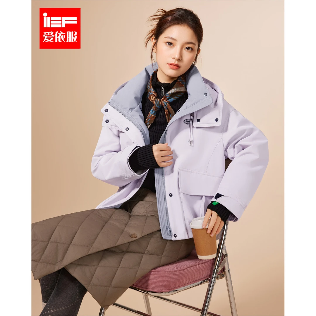 IEF/爱依服2025冬季新款韩版时尚休闲风设计感加绒保暖工装风外套