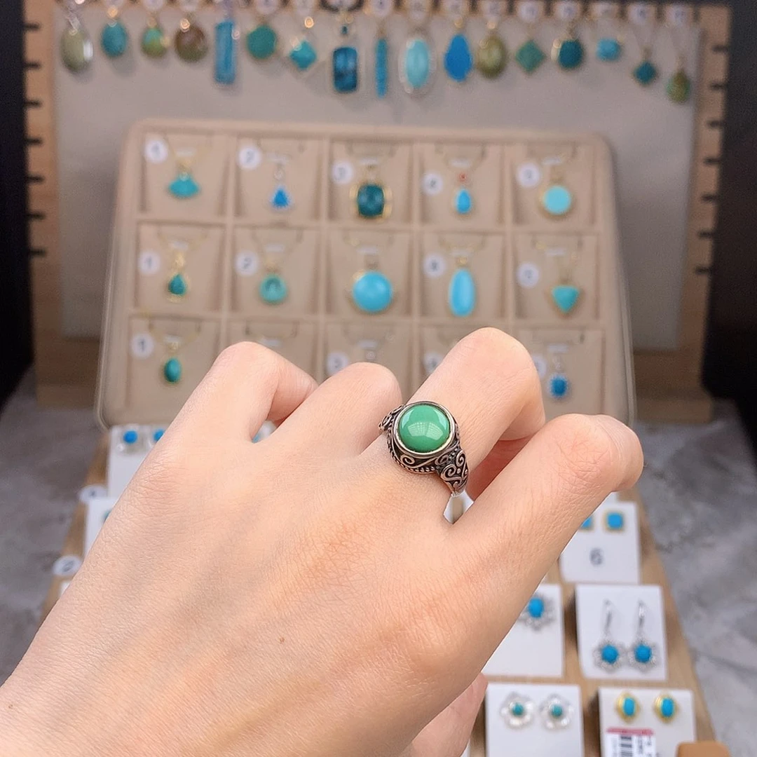 绿松石银S925镶嵌戒指