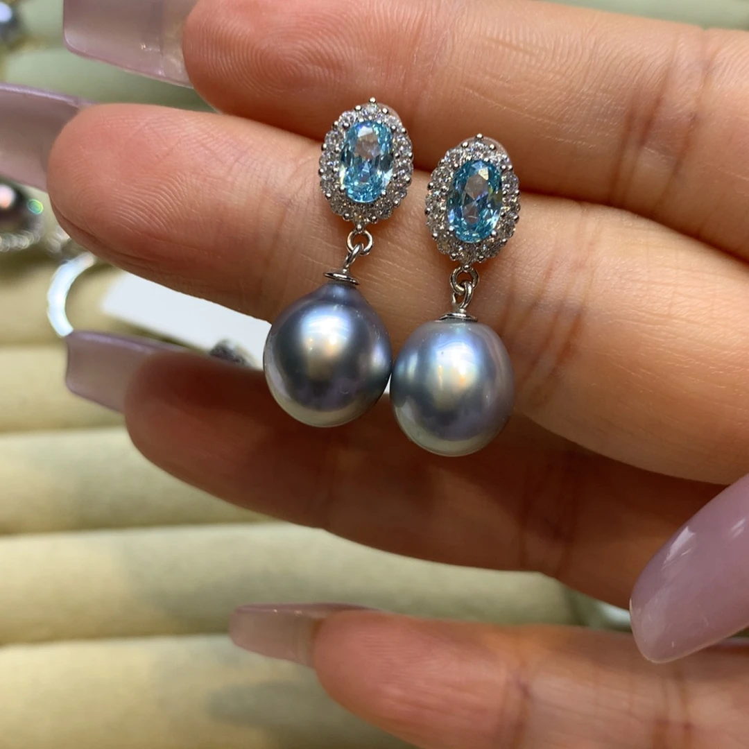 银S925镶嵌耳饰海水珍珠