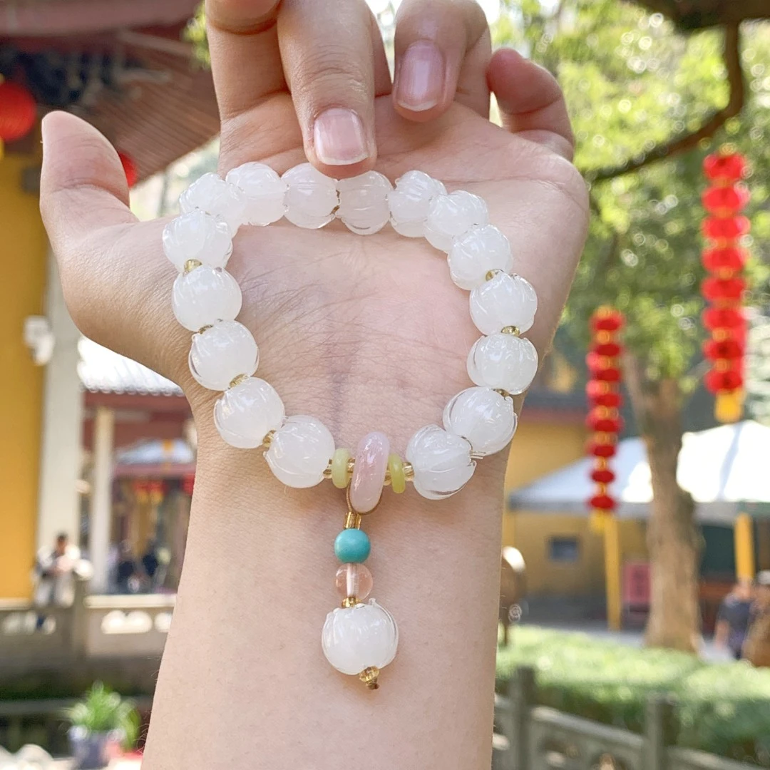 【荷包鼓鼓&暮山白】冰清白莲花 国风气质手串 出淤泥而不染