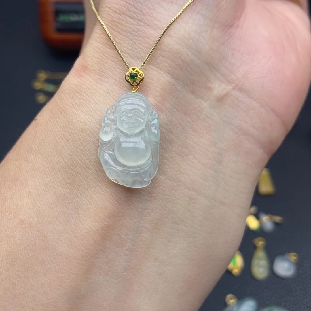 翡翠吊坠(不含链)18K金镶嵌