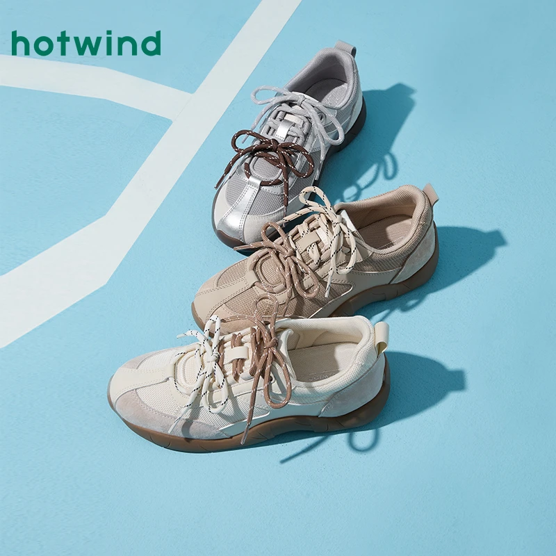 热风女士软底软面小白鞋多巴胺透气干爽舒适时尚休闲鞋H14W25714