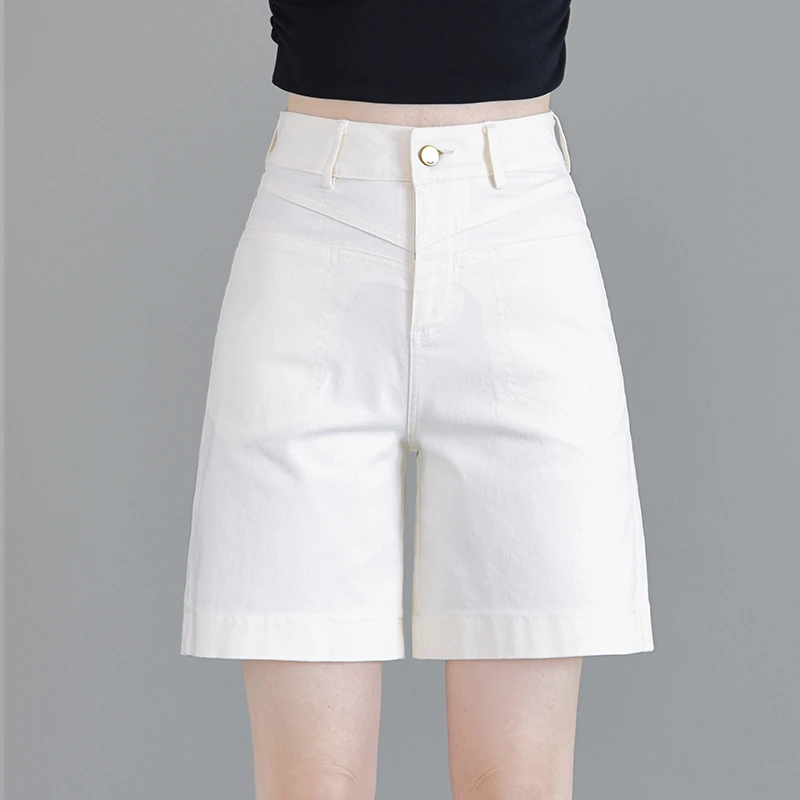 拉夏贝尔西装五分裤女夏季新款高腰宽松直筒短裤显瘦薄款阔腿中裤