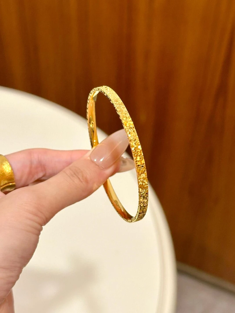 足银手镯 足银999手镯碎碎冰手镯经典时尚轻奢风气质百搭女士