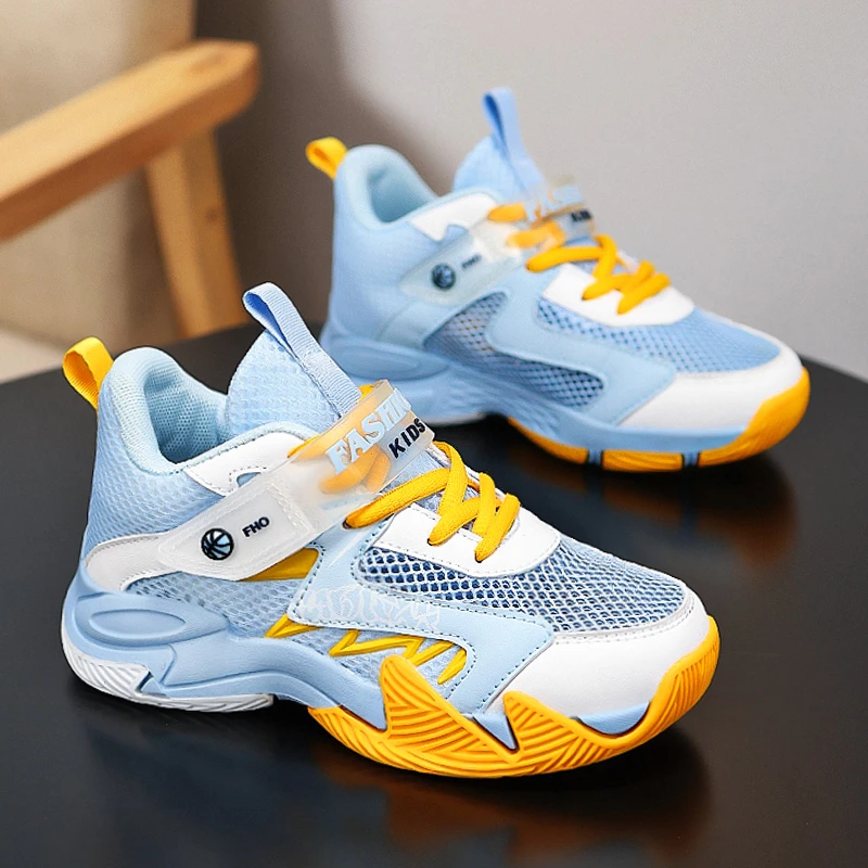 鸿潮星男童鞋子篮球鞋夏季款儿童单网面运动鞋透气网鞋减震中大童