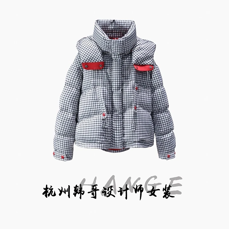 【韩哥女装】2025冬季新品星子格90绒高蓬松加厚连帽羽绒服265189