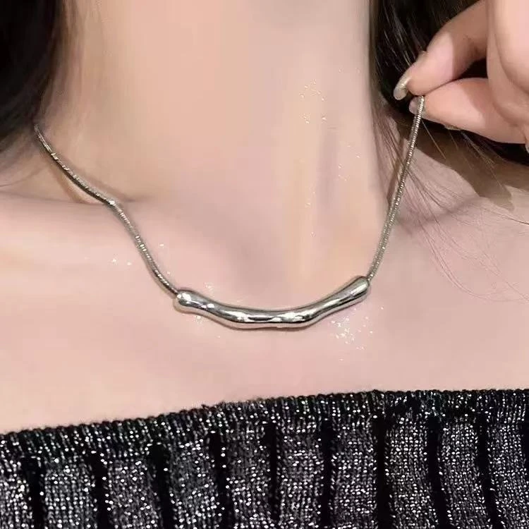 合金项链 金属不规则褶皱项链女春夏小众设计锁骨链ins冷淡风颈链